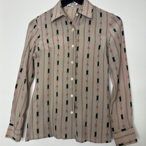 Celine Beige Shirt with Green and Red Accents